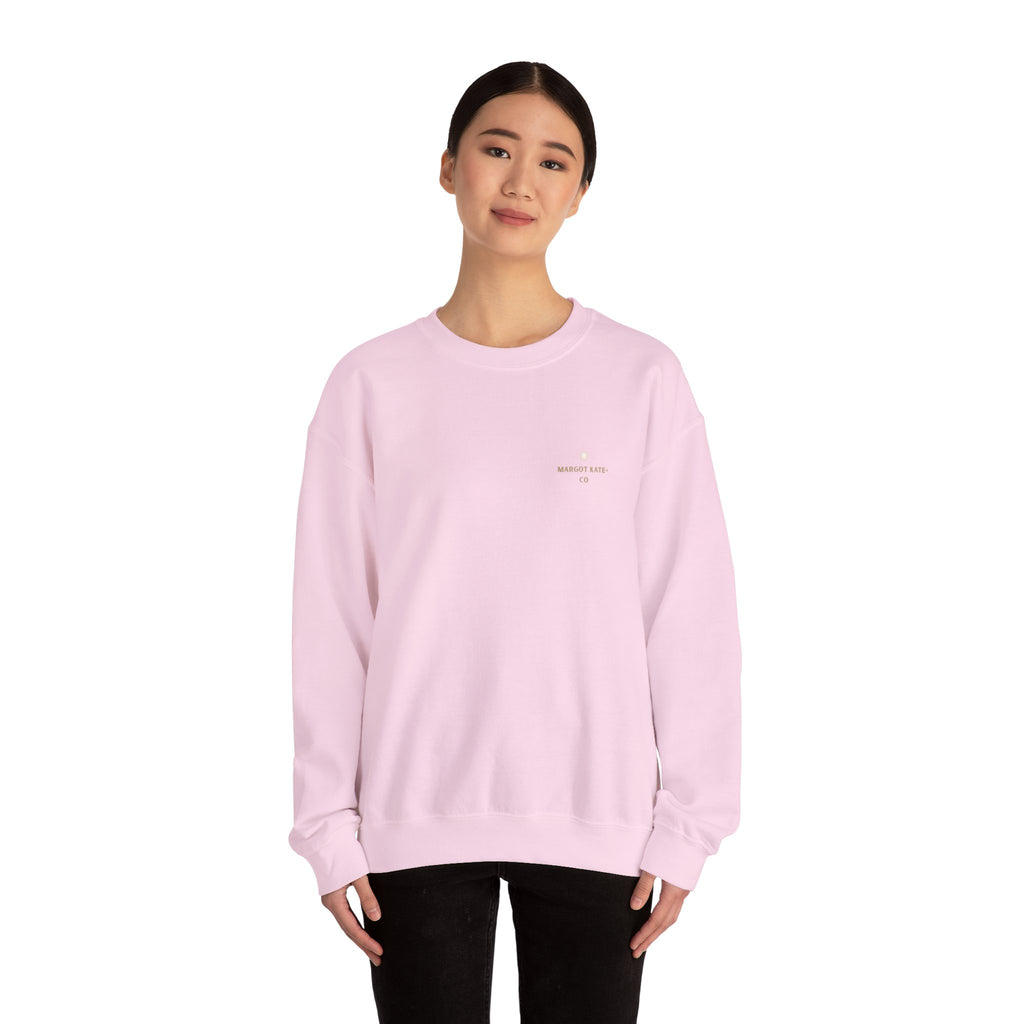 Crewneck Sweatshirt — "Fearfully & Wonderfully Made" Pastel Pink Inspirational Back Print